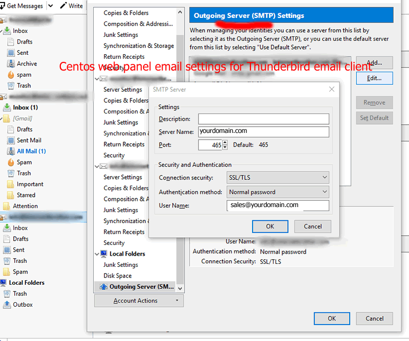 configure email client in centos web panel